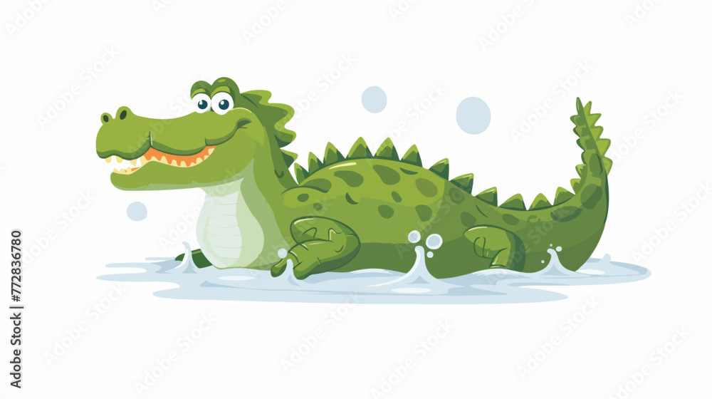 Cartoon crocodile isolated on white background