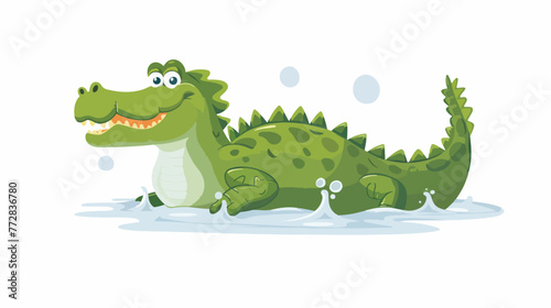 Cartoon crocodile isolated on white background