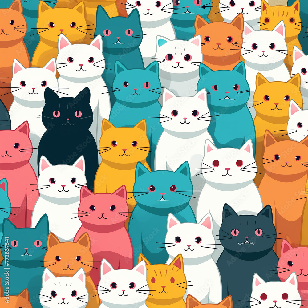 seamless pattern with cats,Generated By Ai