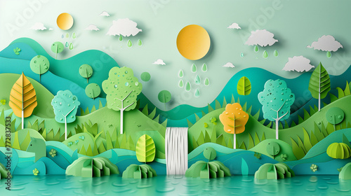 Paper art depicting environmental protection for World Water Day