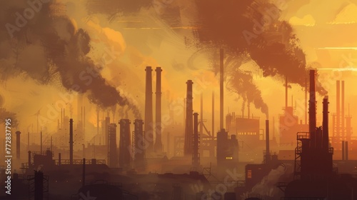 Industrial landscape with pollution