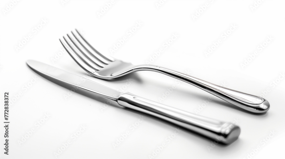 Silver fork and knife isolated on white background Silver fork and knife isolated on white background