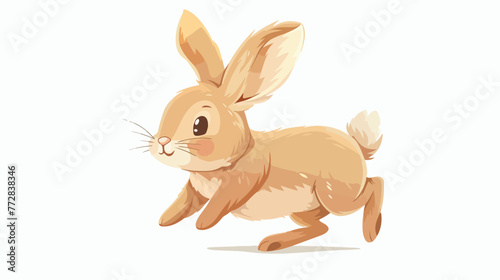 Cartoon funny rabbit on white background Flat vector © RedFish