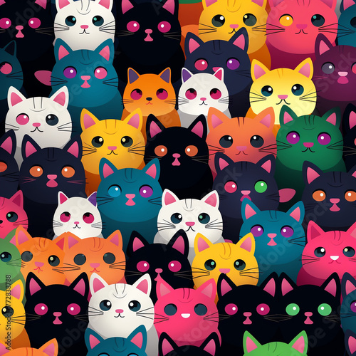 seamless pattern with cats,Generated By Ai