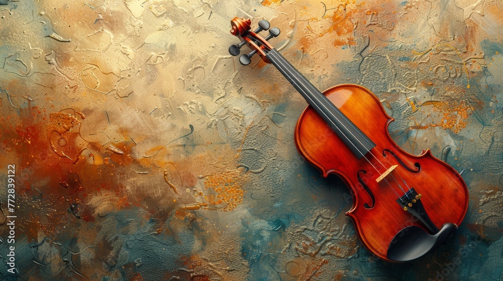 Vintage violin on textured backdrop