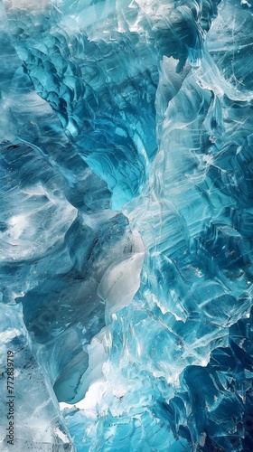 Abstract patterns of blue glacial ice
