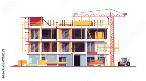 Redfi3 architecture building construction flat vector isolated