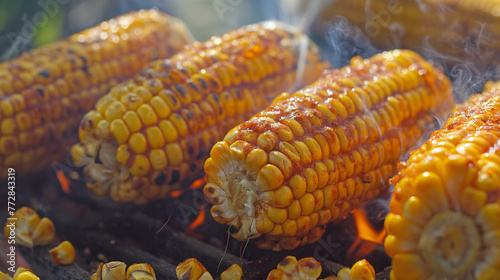 Zbliżenie na grilowane kolby kukurydzy