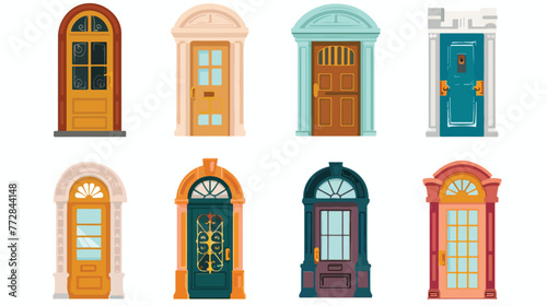 Door icons flat vector isolated on white background