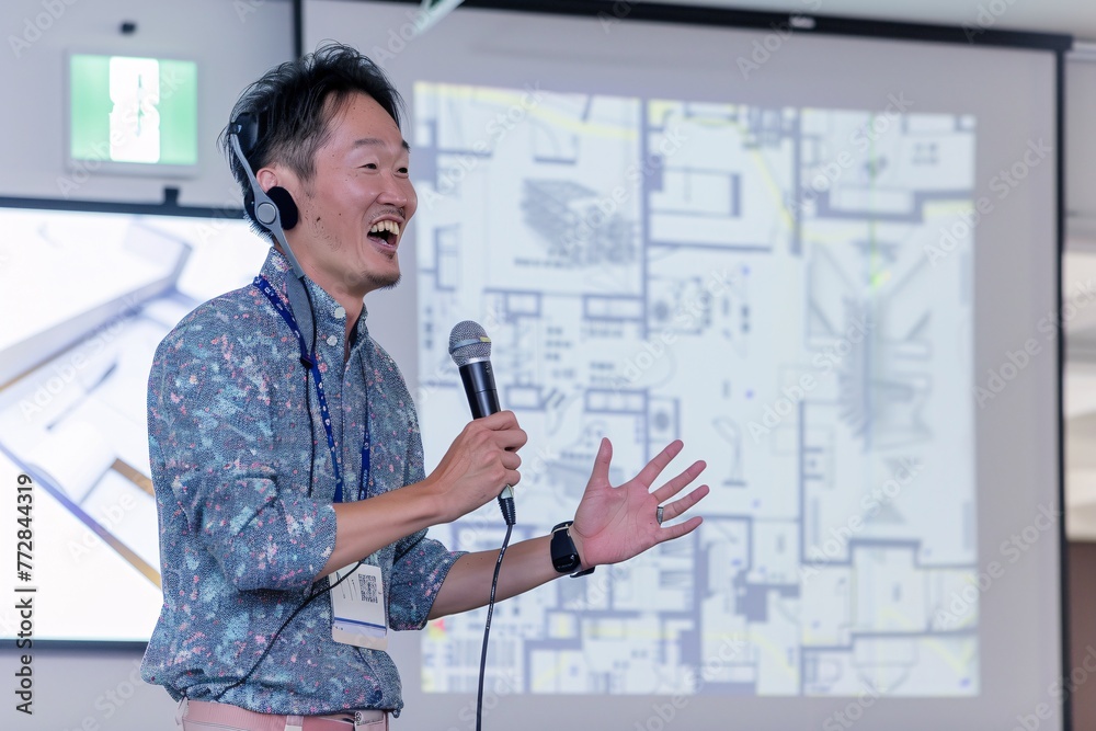 a man speaking into a microphone a man speaking into a microphone