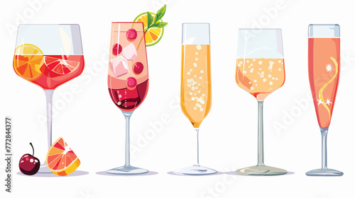 Drink wine champagne drinking and ice vector flat vector