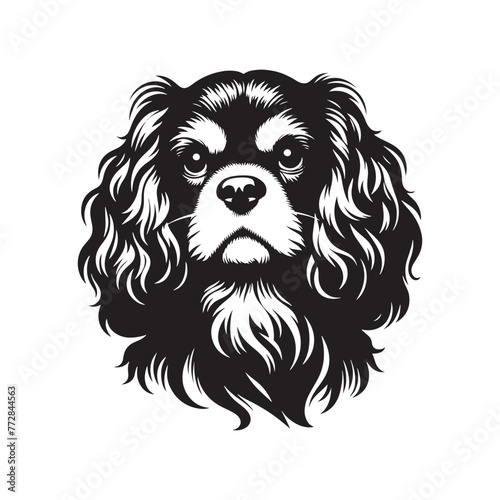 Elegant Cavalier King Charles Spaniel Silhouette, Vector Dog Breed Illustration, Graceful Pet Profile- Cavalier King Charles Spaniel black vector stock