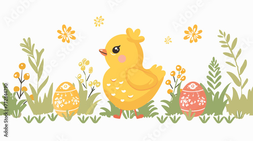 Easter chick flat vector isolated on white background