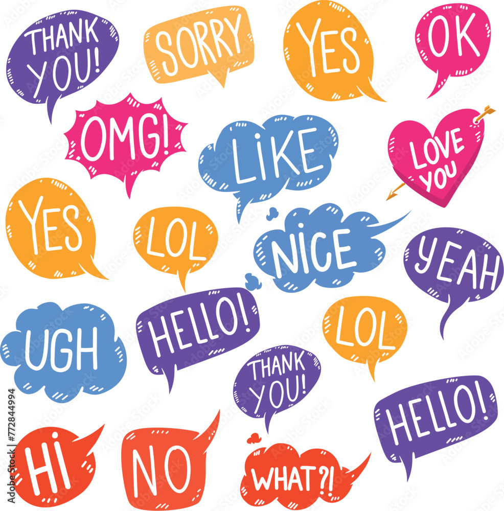 Set of comic style phrases isolated on white background. Pop art style phrases set. Wow! Oops! Whop!  Design element for poster, flyer. Vector design element.