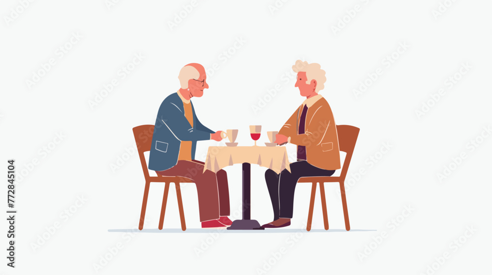 Elderly couple going on a date at restaurant. Vector