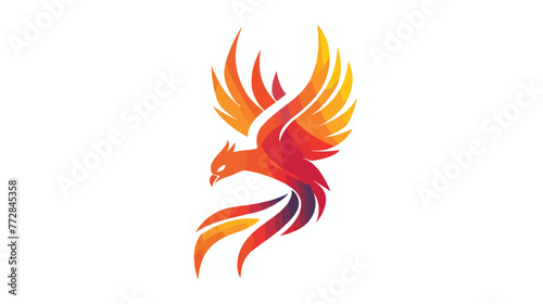 Elegant unique phoenix logo design flat vector 