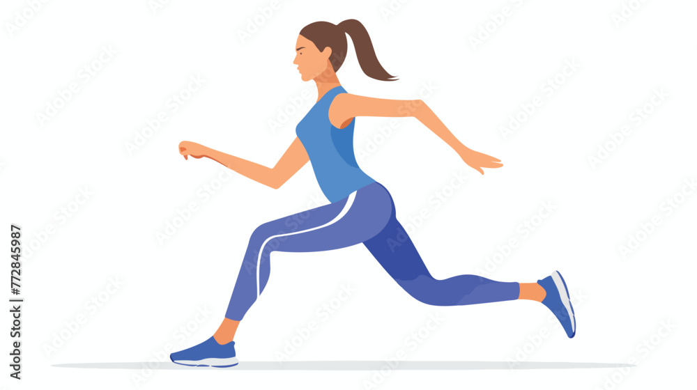 Exercising in blue sports garment icon isolated  flat