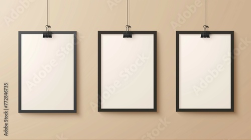 Frame Mockup Design. Photo. Art. Poster Hanging.a4 Paper Frame.3d Render