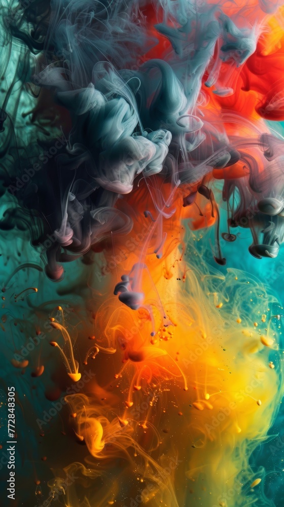 Abstract colorful smoke and ink swirls