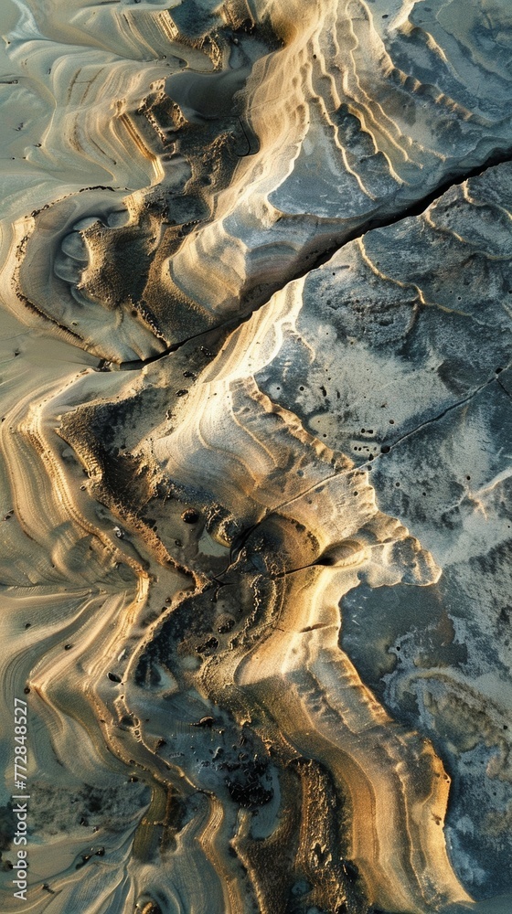 Aerial view of sand dunes texture
