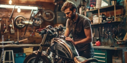 Business, career, leadership, management and placement concept with motorcycle mechanic
