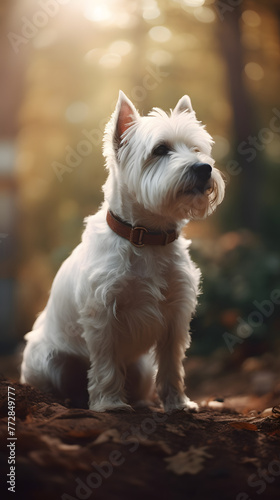 West Highland White Terrier dog photography poster mobile phone vertical background © chujun