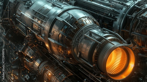 Detailed view of futuristic spaceship engine