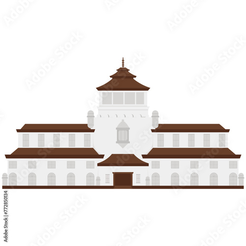 Gedung Sate Indonesia Landmark Illustration