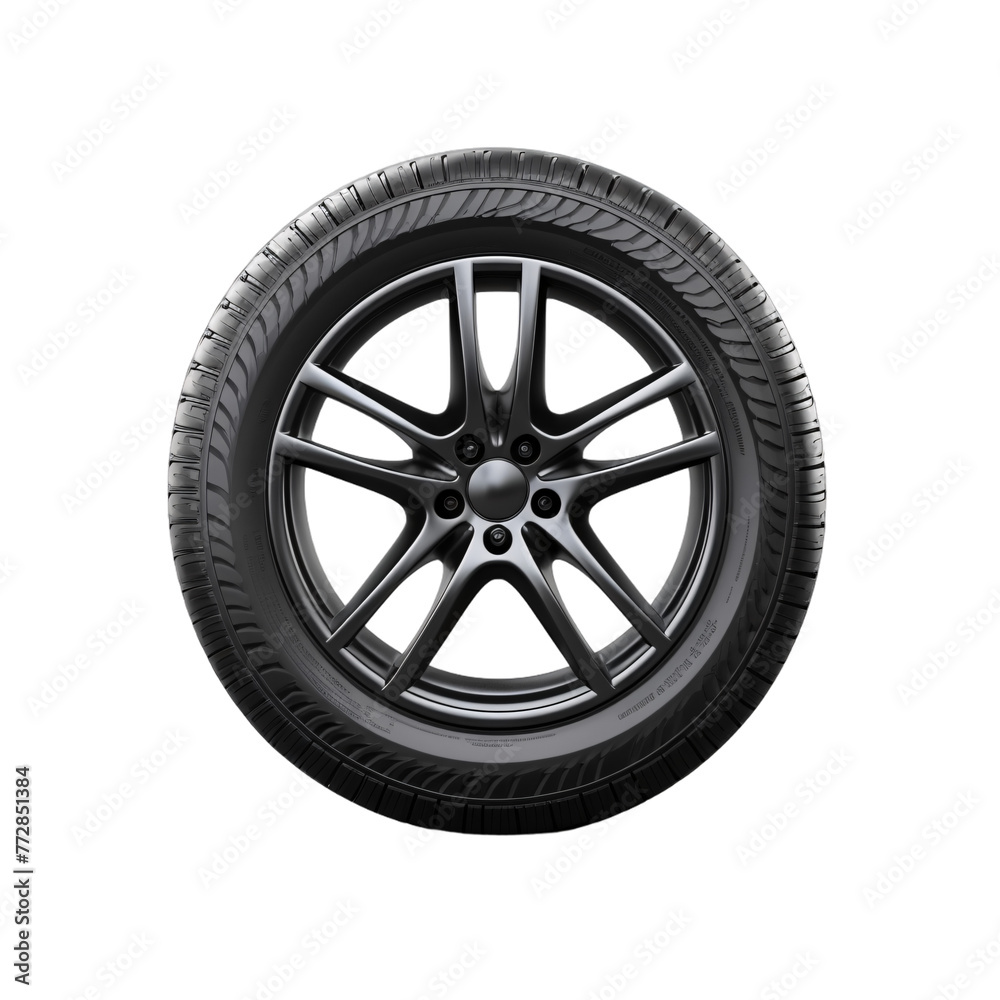 Car wheel isolated on white background, vehicle tire, 