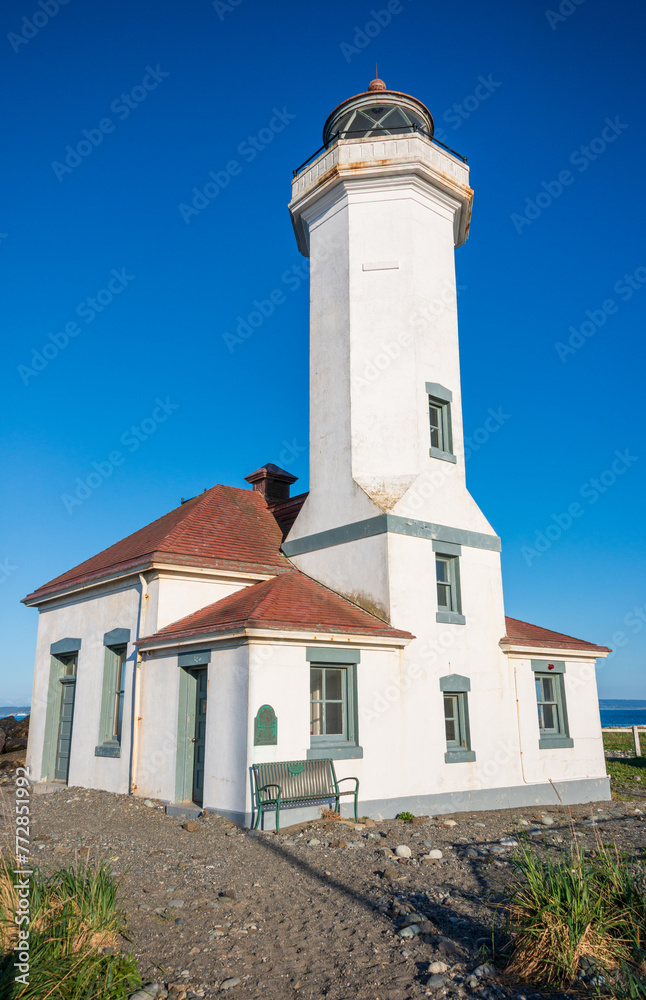 The Lighthouse at Fort Worden Historical State Park in Port Townsend, Washington State