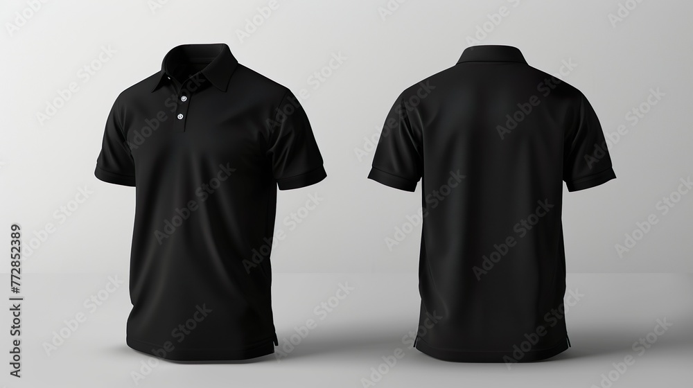Front and back white black polo shirt mockup Front and back white black polo shirt mockup