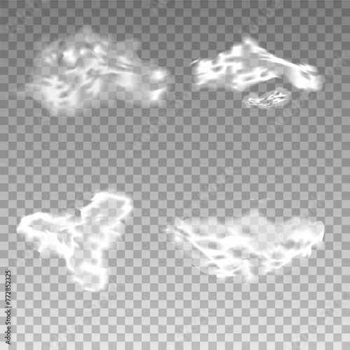 Fog or smoke isolated transparent special effect. White vector cloudy, fog or smog background. Vector illustration