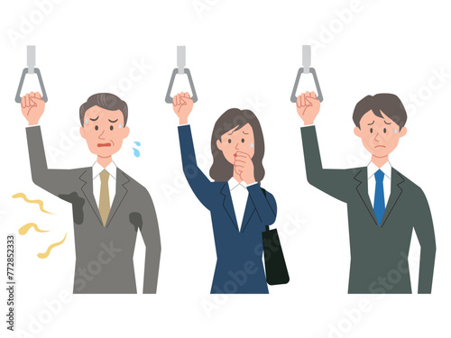 体臭が気になる男女のビジネスパーソンのイラスト