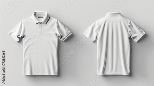 Front and back white black polo shirt mockup