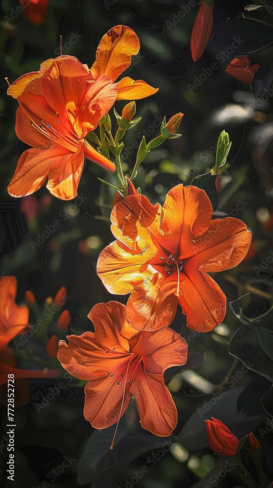 Fototapeta premium Vibrant orange flowers in bloom