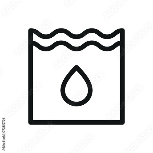Swimming pool chemicals isolated icon, swim pool with water drop vector symbol with editable stroke