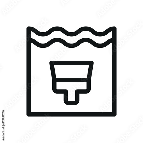 Swimming pool renovation isolated icon, pool and putty knife vector symbol with editable stroke