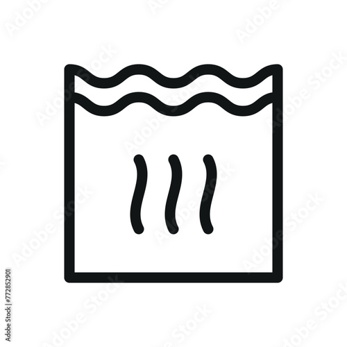 Pool heating system isolated icon, hot swimming pool vector symbol with editable stroke