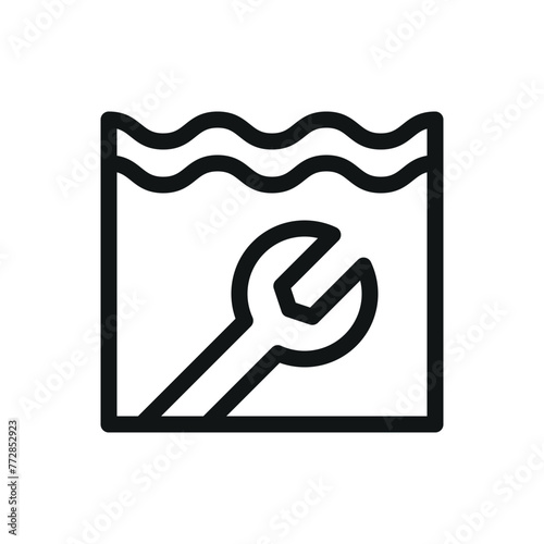 Swimming pool maintenance isolated icon, pool service vector symbol with editable stroke