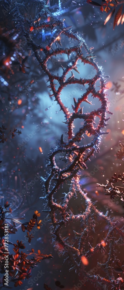 Inspire awe and curiosity with a dynamic portrayal of bioengineerings transformative power Showcase the fusion of science and nature in a stunning, captivating image that sparks interest and wonder Inspire awe and curiosity with a dynamic portrayal of bioengineerings transformative power Showcase the fusion of science and nature in a stunning, captivating image that sparks interest and wonder