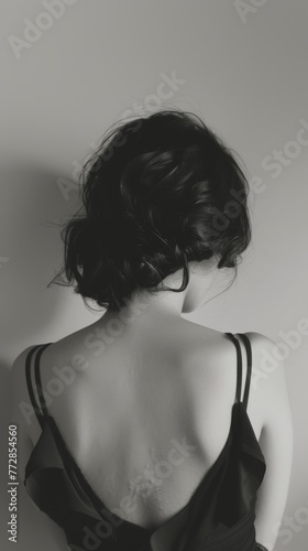 Elegant woman from behind in black and white