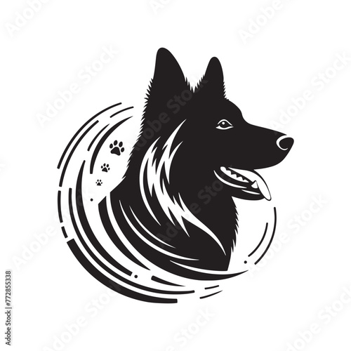 German Shepherd Silhouette: Majestic Canine Profile Design in Vector Illustration- German Shepherd black vector stock.