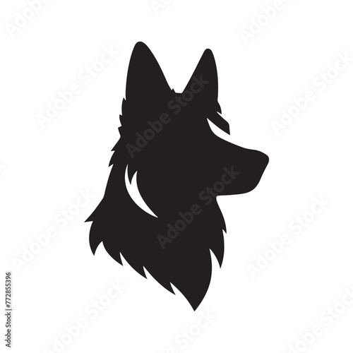 German Shepherd Silhouette: Majestic Canine Profile Design in Vector Illustration- German Shepherd black vector stock.