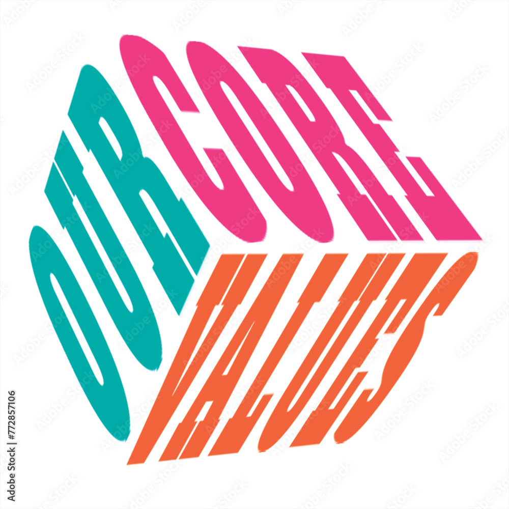 our core values, 3d, cube, text effet, eps