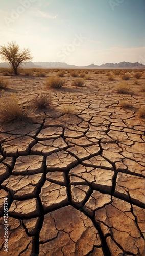 Dry and barren land due to drought