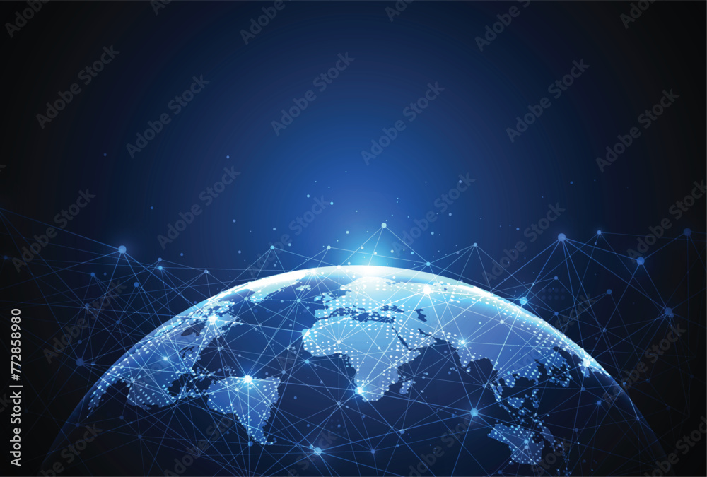Global network connection. World map point and line composition concept of global business. Vector Illustration