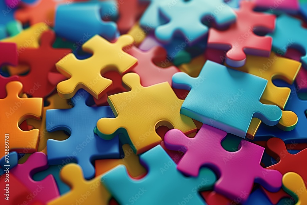 Blue and Red Hued Puzzle Challenge Representation