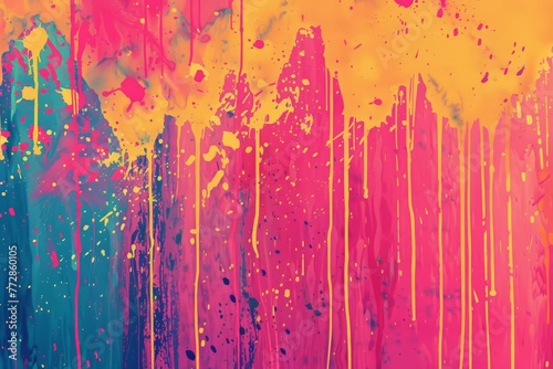 Vibrant abstract paint splatter and drip texture  colorful artistic background  digital illustration