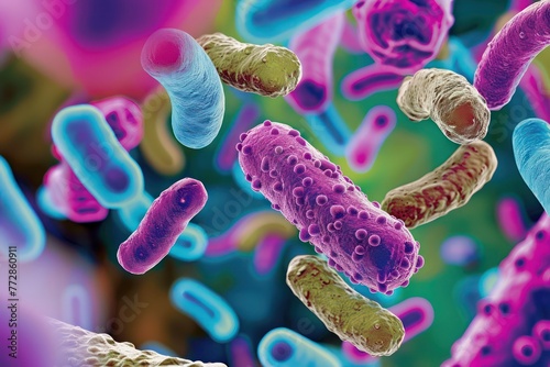 Helicobacter pylori bacterium, 3D illustration
