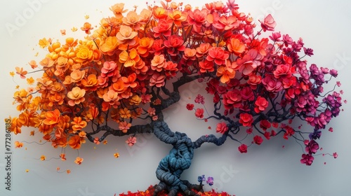 Vibrant floral tree sculpture